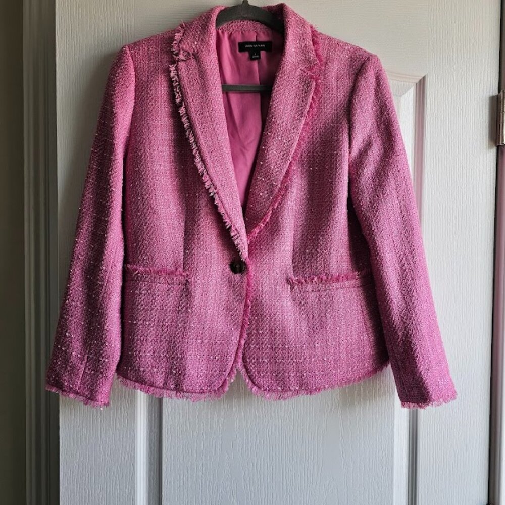 ANN TAYLOR NEWBURY PINK TWEED BLAZER-SIZE 6-NEW WITHOUT TAGS